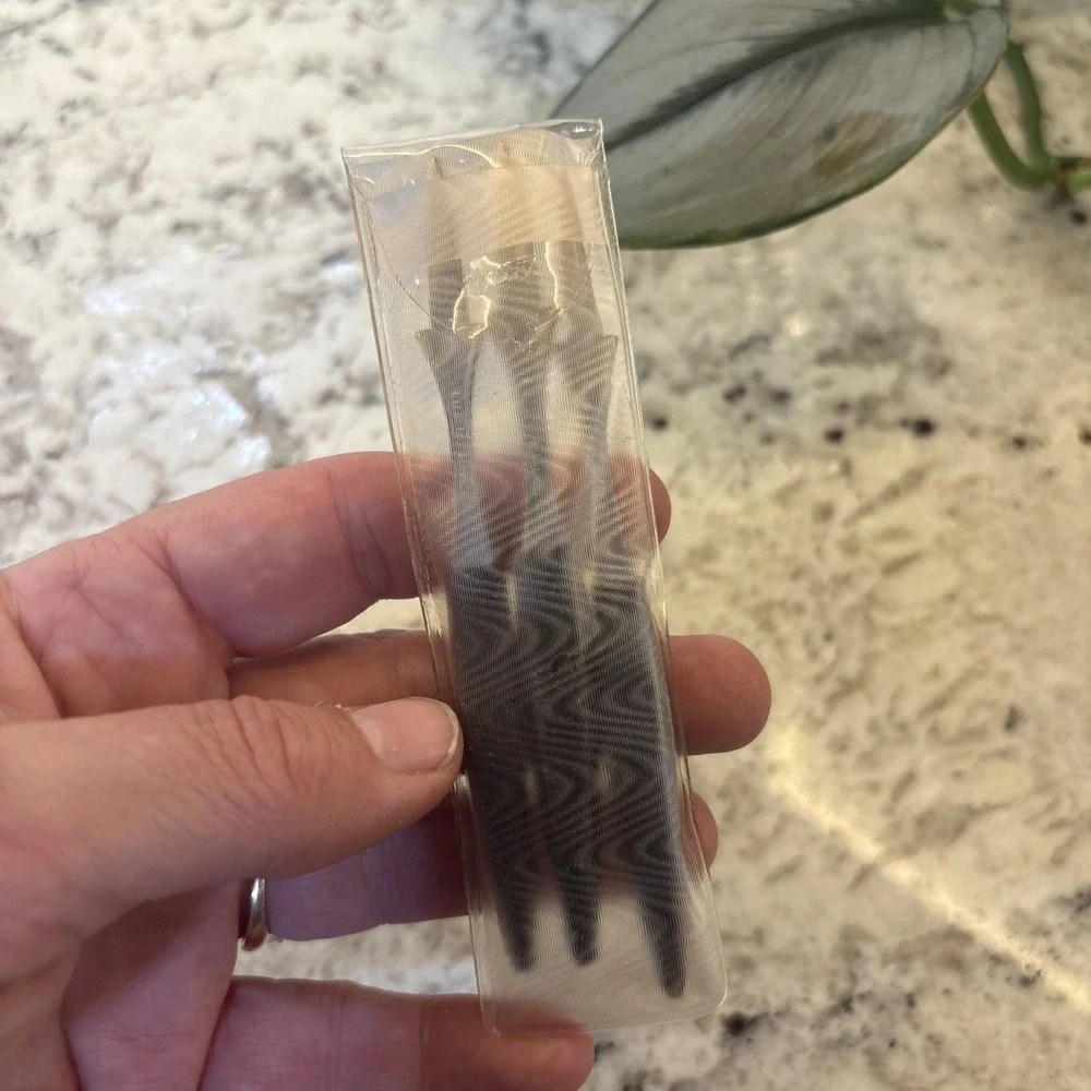 15‎ NOS Vtg MCM Hors d'oeuvres Stainless Black Handled Olive Picks Forks Japan